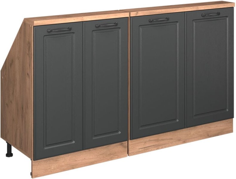 Dachschrägenschrank Rion, Goldkraft Eiche/Anthrazit Landhaus, 2er Set, Vicco