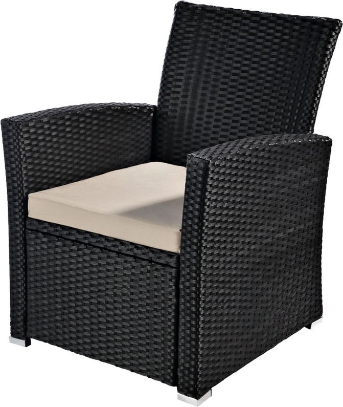 Mucola - Poly Rattan Garten Terrassen Sessel Rattanstuhl Gartenstuhl Rattan Schwarz