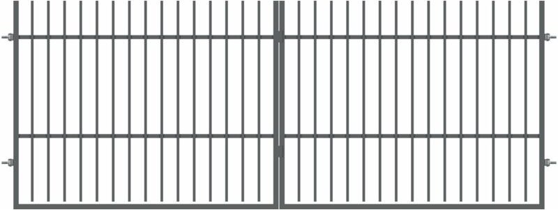 Polbram - Doppeltor Linus 120 inkl. Zubehör-Set anthrazit Gartentor 300 x 120 cm