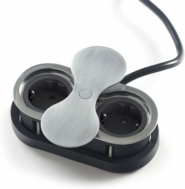 So-tech - Doppel Einbausteckdose oval Edelstahloptik gebürstet mit 2x Schuko