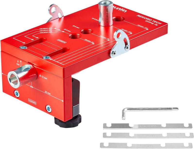 Bohrlehre / Bohrhilfe aus Aluminium für Sockel-Höhenversteller (Durchmesser ø 12 mm Höhe 52-70 mm)
