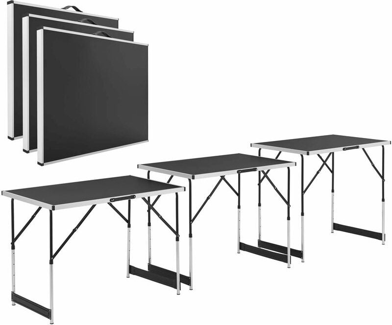 Multifunktionstisch 3 teilig - klappbar, höhenverstellbar - Alu Klapptisch 100x60 cm - Flohmarkt, Tapeziertisch, Camping...