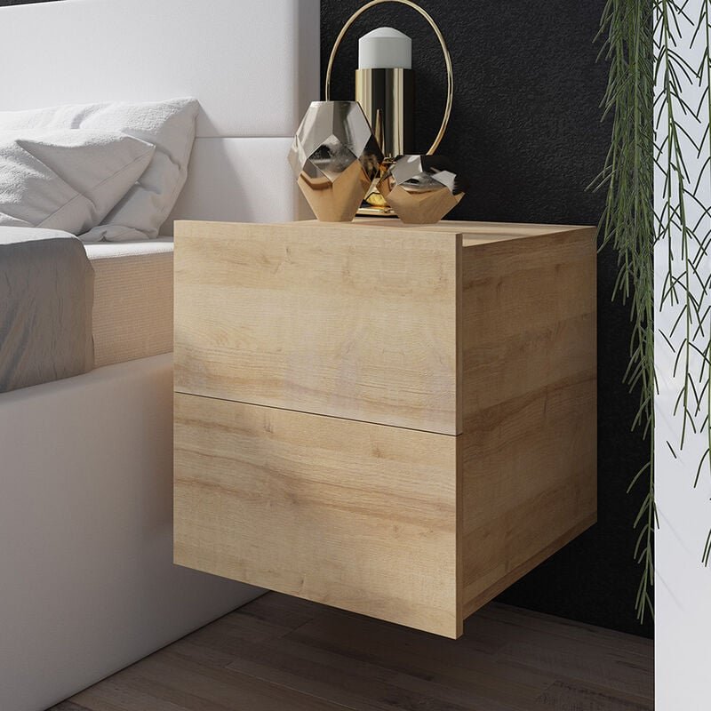 Lomadox - Nachtschrank Nachttisch, 45cm hoch, stehend oder hängend montierbar, in Eiche Gold Nb. CAIRNS-132, b/h/t ca. 4...