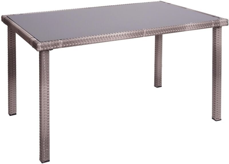 Poly-Rattan Tisch HHG 951, Gartentisch Balkontisch, 120x75cm grau-braun