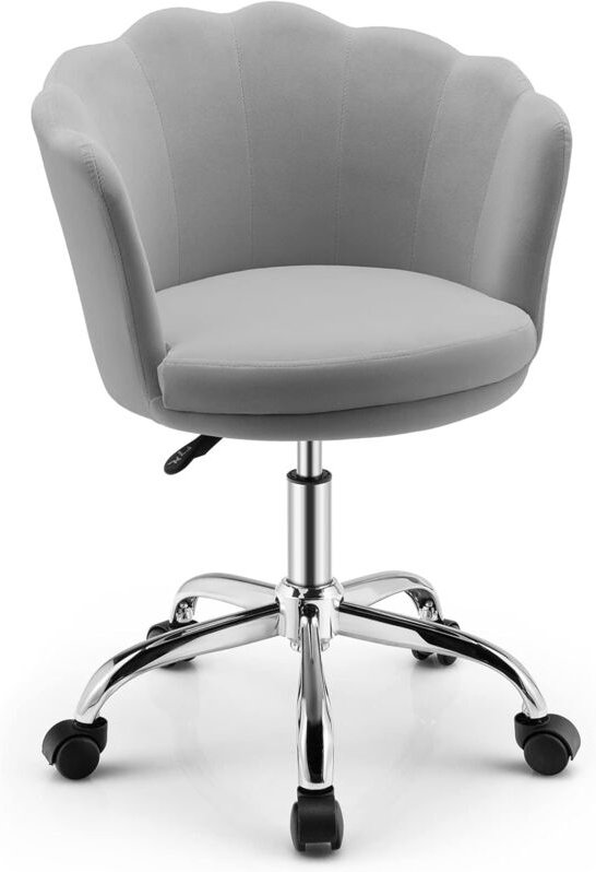 Costway - Drehstuhl, höhenverstellbarer Schminkstuhl Bürostuhl Schreibtischstuhl Samtstuhl für Kinder & Erwachsene, Sess...