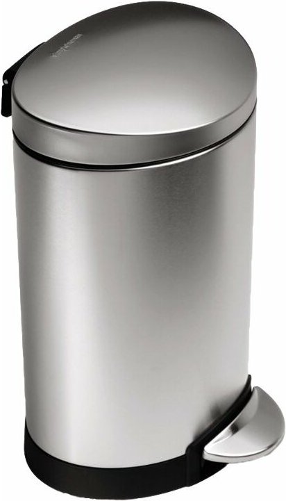 Simplehuman - Treteimer halbrund, Edelstahl gebürstet, 6 Liter, fingerabdrucksicher