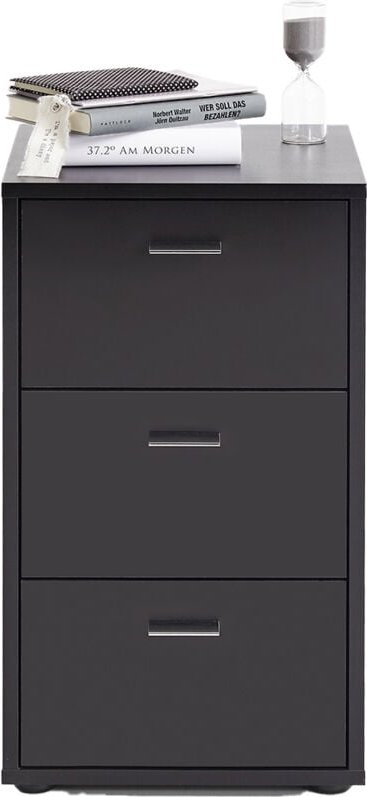 Nachttisch Nachtschrank mit 3 Schubladen in schwarz, VUKA-10, für Boxspringbetten geeignet, b/h/t ca. 35/62,4/39,9 cm