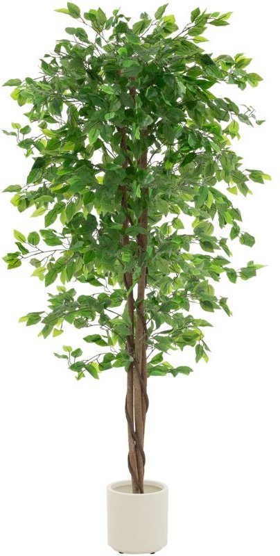 ML-Design Kunstpflanze Ficus 180 cm, Künstliche Pflanzen groß wie echt, Fake Zimmerpflanze mit Naturholzstamm im Topf, D...