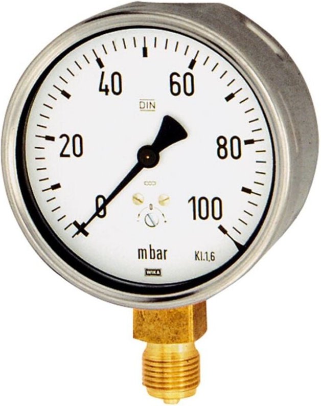 Riegler - Kapselfedermanometer, g 1/4 radial unten, 0 - 100 mbar, ø 63, 5814