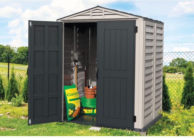 DURAMAX Kunststoff-Gerätehaus 1,70x1,70 m Gerätehaus aus Kunststoff in Grau, Geräteschrank mit 4 mm Wandstärke Gartenhau...