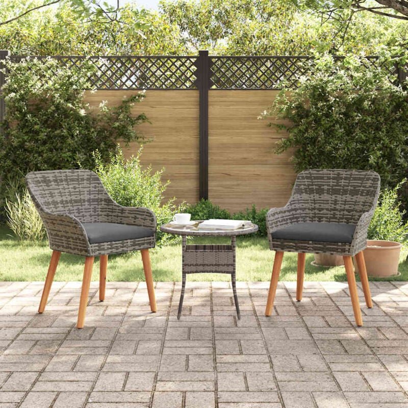 Gartenstuhl mit Kissen 2 pcs Grau 55 x 62,5 x 82 cm Poly-Rattan Vidaxl