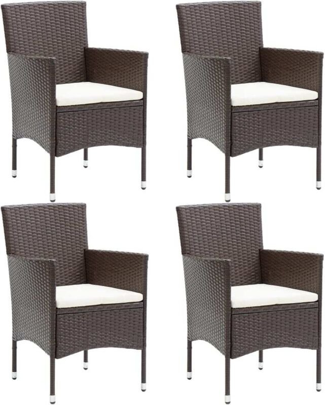Jinlefu - vidaXL Garten-Essstühle 4 Stk. Poly-Rattan Braun