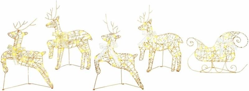 LED Rentiere mit 40 LEDs 5 pcs Gold Haustier vidaXL