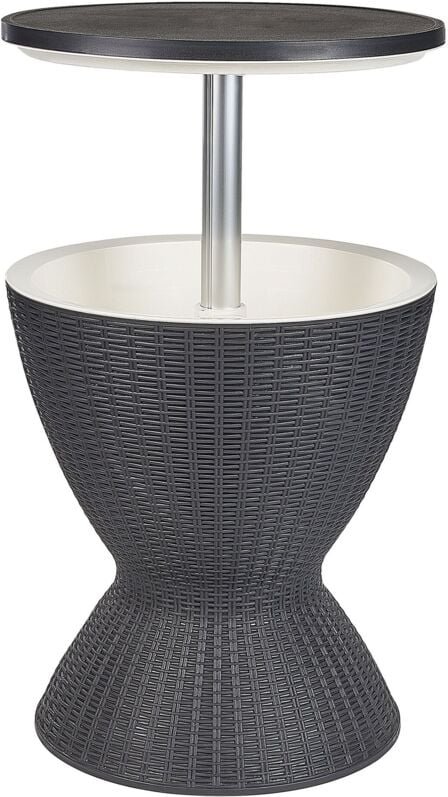 Beistelltisch mit Kühlfunktion Schwarz Kunststoff Rund Höhenverstellbar Kühlbar Stehtisch Kühlbox 30 l Modern Garten Ter...