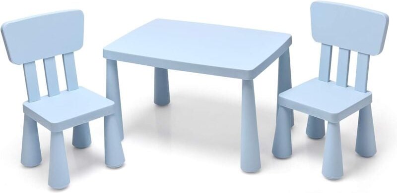 Costway - Ensemble Table et Chaises pour Enfants de 1 à 7 Ans, 1 Table de Jeux et 2 Chaises Idéal pour Manger, Dessiner,...