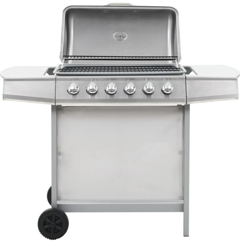 Perle Rare - Gasgrill mit 6 Flammen Edelstahl Silbern vidaXL