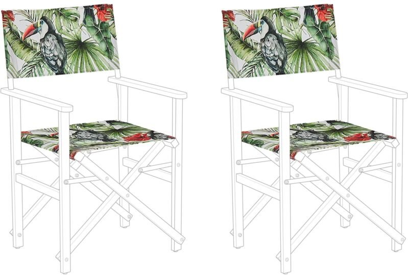 Stoffbezüge für Gartenstühle 2er Set Bunt aus Polyester mit Vogelmotiv Tukan Gartenausstattung Outdoor Garten Accessorie...