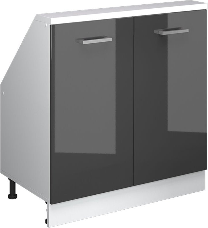 Dachschrägenschrank Rion, Anthrazit Hochglanz/Weiß, mit 2 Türen, Vicco