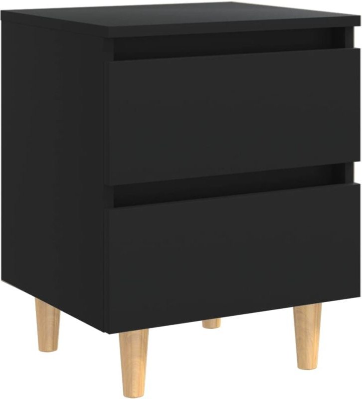 Nachttisch mit Kiefernholz-Beinen Schwarz 40x35x50 cm vidaXL