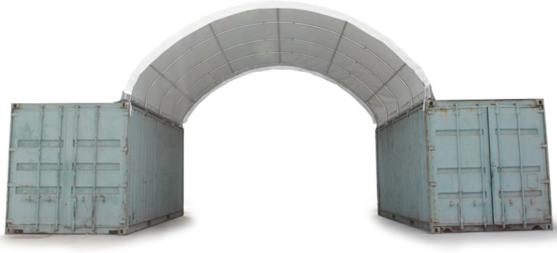 8x6 m Container Überdachung, PRIMEtex 2300 pvc Plane, weiß