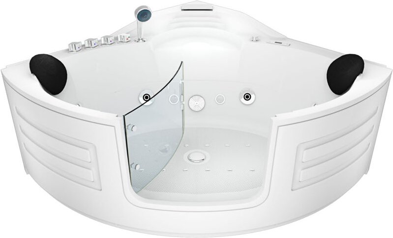 Acquavapore - Whirlpool Pool Badewanne Eckwanne Wanne W70-TH-SC 150x150cm mit Tür Walk-in-Pool aktive Schlauch-Reinigung