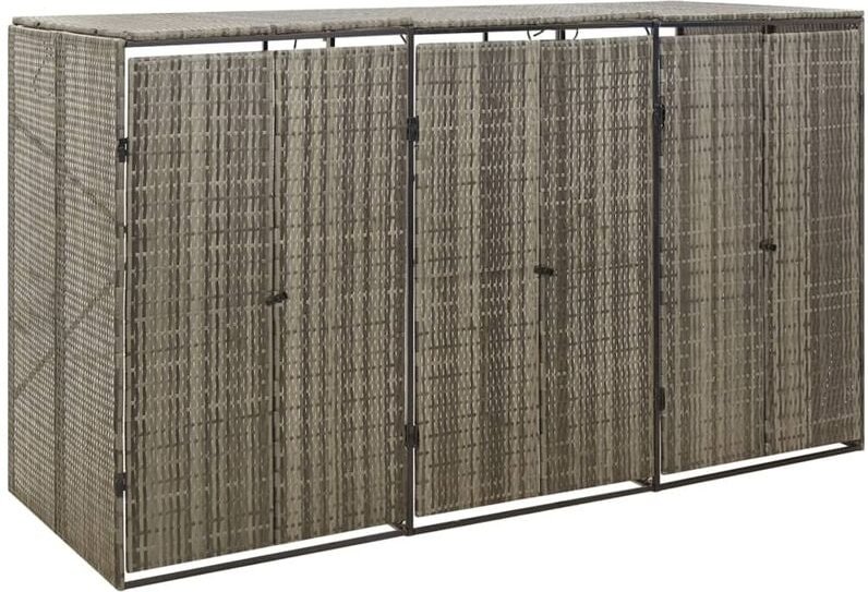 Thumbnail - Mülltonnenbox für 3 Tonnen Grau 207x80x117 cm Poly Rattan Vidaxl