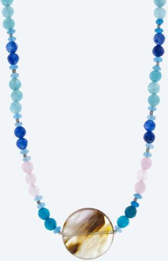 Collier Achat, Rosenquarz Magnetverschluß