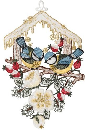 Plauener Spitze Fensterbild Vogelhaus