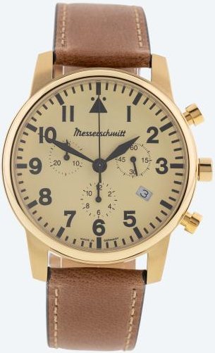 Messerschmitt Herren-Chronograph gold, Lederband