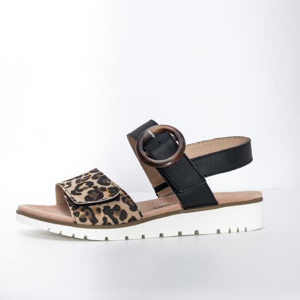 TOPWAY COMFORT Damensandalen schwarz/leo