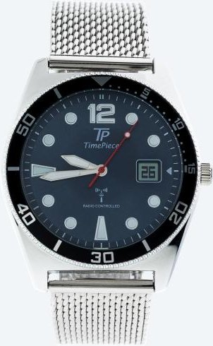Time Piece Herren-Funkuhr, Milanaiseband, blau