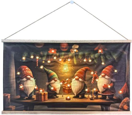 LED Wandbild Weihnachtswichtel 112x60cm