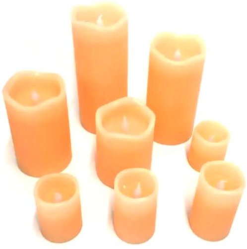 8 LED-Echtwachskerzen apricot