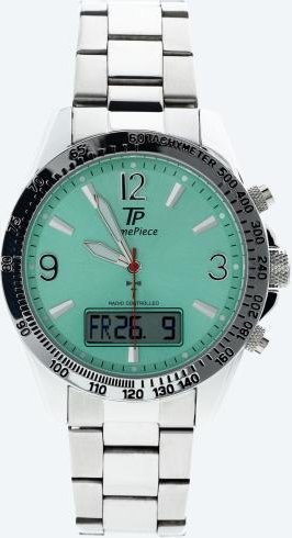 Time Piece Herren-Funkuhr, Big Date, mintgrün