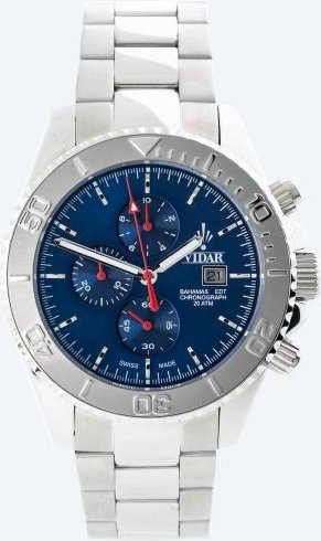 VIDAR Herrenuhr "Bahamas" Chronograph silber-blau