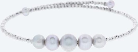 Armreif Süßwasserzuchtperle silberfarbig, Hämatit