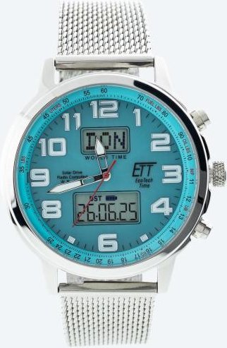 ETT Herren-Funkuhr World Timer silber-eisblau