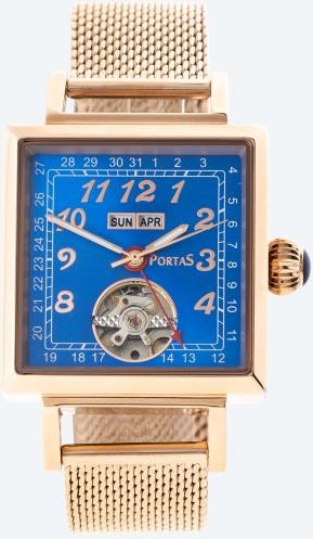 PortaS Herren-Automatikuhr "Freital" blau