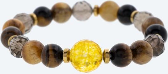 Armband Tigerauge, Citrin, Rauchquarz