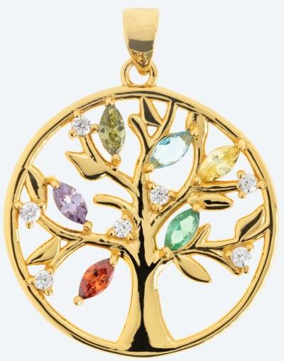 Anhänger 925 Silber vergoldet Zirkonia multicolor