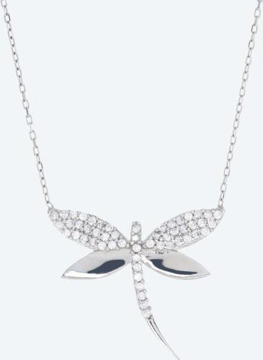 Collier Libelle 925 Sterling Silber rhod. Zirkonia