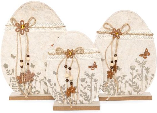 3er Set Dekoeier aus Filz