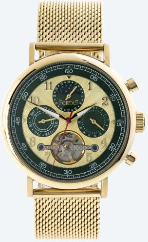 PortaS Herren-Automatikuhr "Spreetal" gold-grün