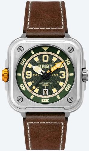 RGMT Automatikuhr "Pershing" grün-braun