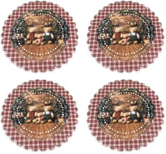 Tischdeckchen Bärchen 4er Set 39cm