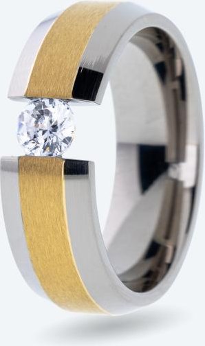 Ring Titan bicolor mit Zirkonia