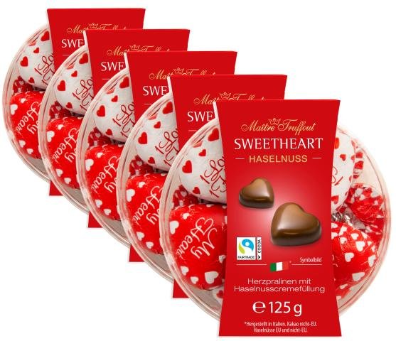 Herzpralinen mit Haselnusscremefüllung 125g 5er Se