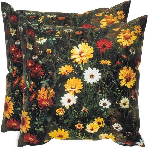 2 Dekokissen Katze & Blumen