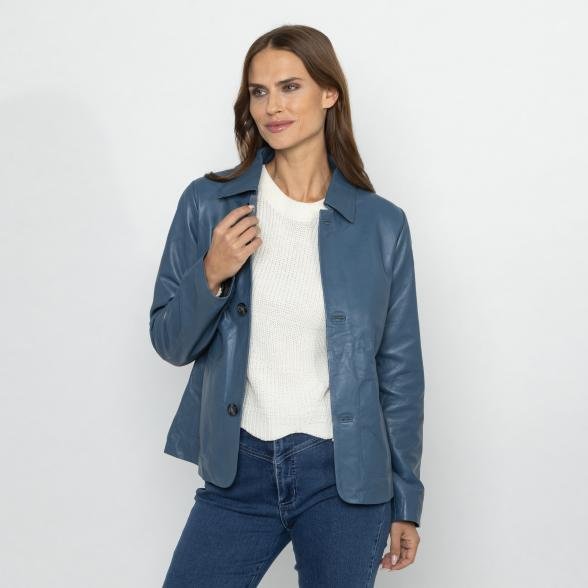 OTTO KERN Damen-Lederjacke 'Elora' blau