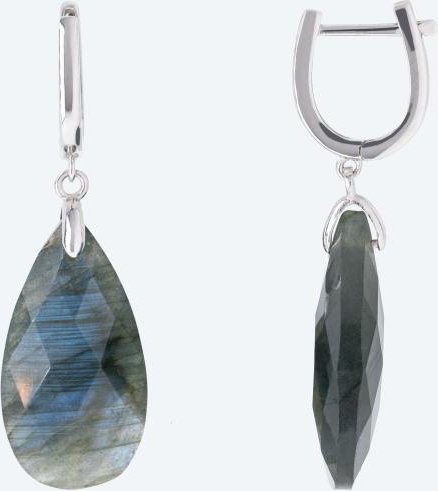 Ohrhänger 925 Sterling Silber rhod. Labradorit